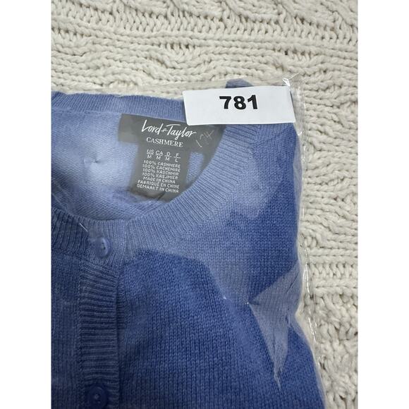 Lord & Taylor Blue Cashmere Cardigan Sweater Women’s M Button Front - Picture 7 of 7